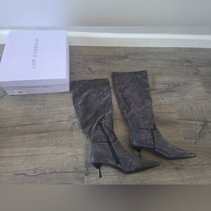 Madden Girl Black Kitten Heel Knee High  Boots Size 7.5 NEW